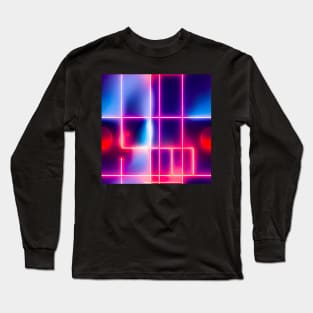 Cyberpunk laser neon colorfull lights futuristic electronic pattern Long Sleeve T-Shirt